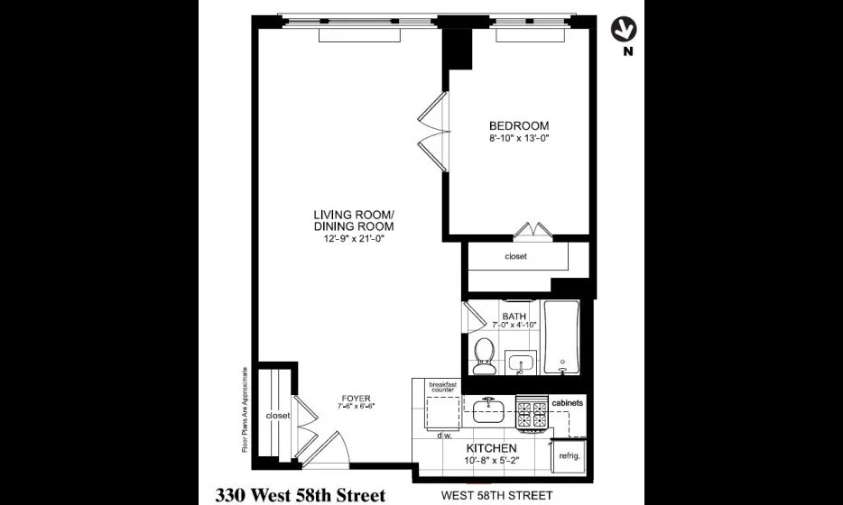 1 Bed apartment at 330 West 58th Street, Unit 10C, Hell's Kitchen, photo 1 of 1