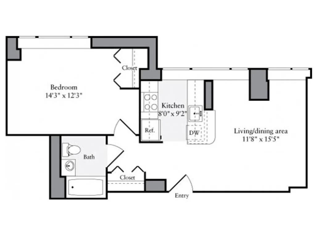1 Bed apartment at 510-515 West 52nd Street, Unit 002-004G, Hell's Kitchen, photo 1 of 1