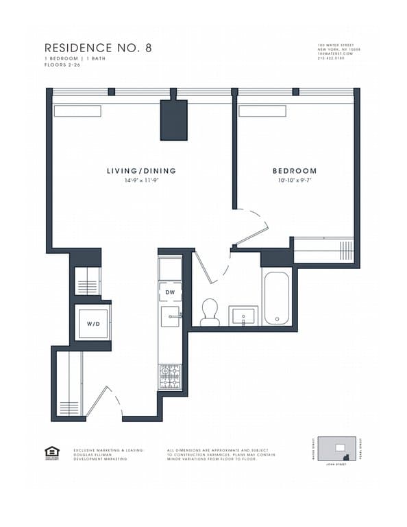 1 Bed apartment at 180 Water Street, Unit 508, Financial District, photo 1 of 1