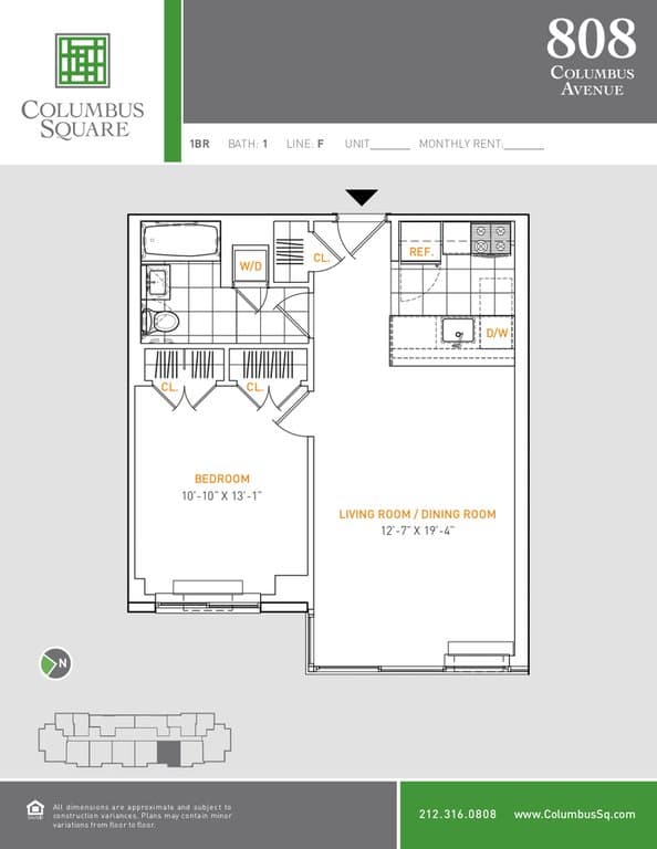 1 Bed apartment at 808 Columbus Avenue, Unit 7F, Upper West Side, photo 1 of 3