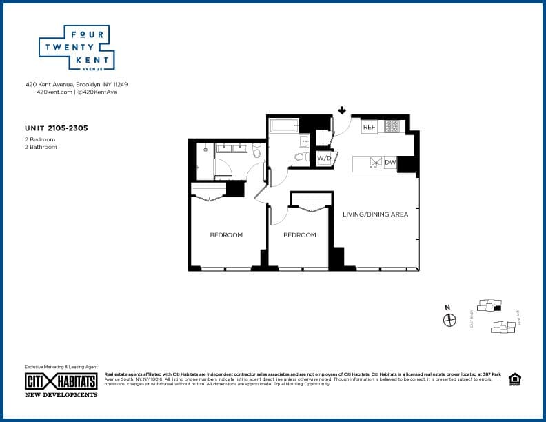 2 Bed apartment at 420 Kent Avenue, Unit PH05, Williamsburg, photo 1 of 1