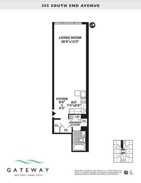 Studio apartment at 355 SOUTH END Avenue, Unit 32P, Battery Park City, photo 1 of 1