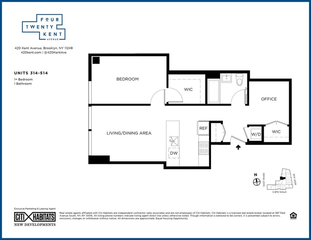 0.5 Bed apartment at 420 Kent Avenue, Unit 314, Williamsburg, photo 1 of 1