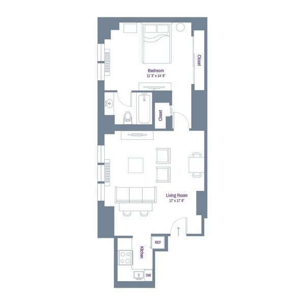 1 Bed apartment at 150 East 34th Street, Unit 2801, Murray Hill, photo 1 of 1