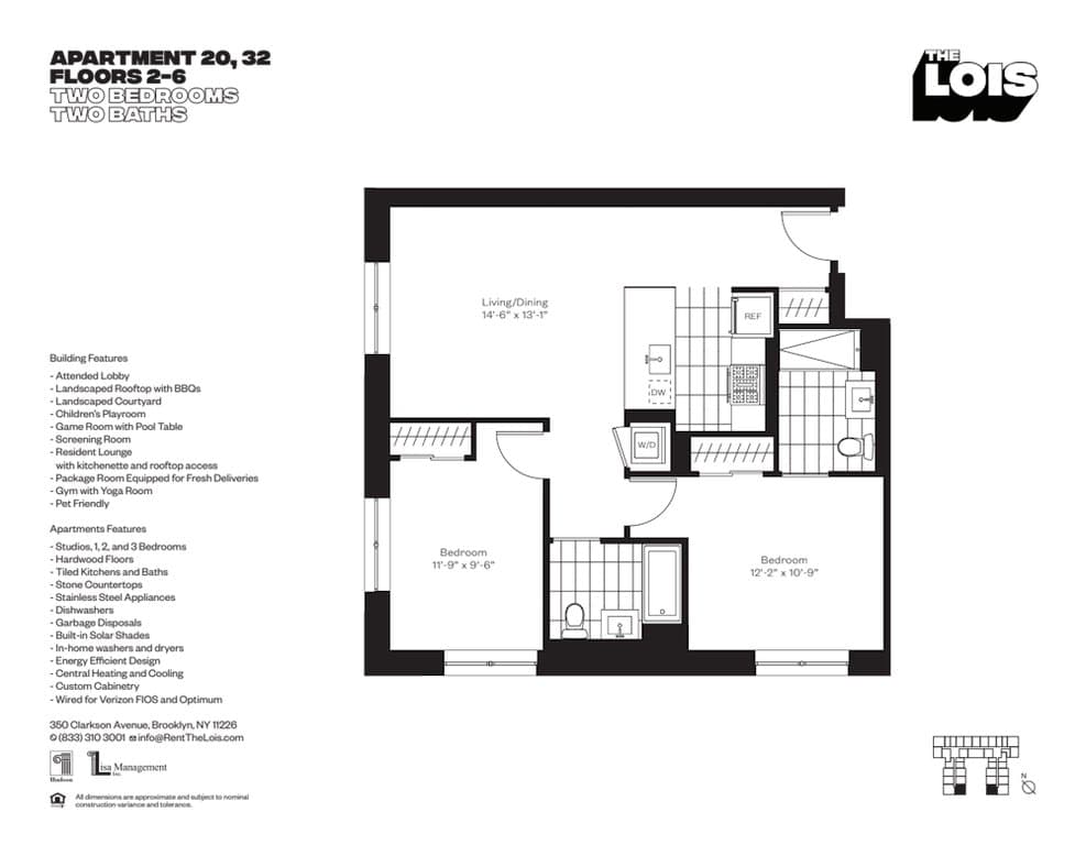 2 Bed apartment at 350 Clarkson Avenue, Unit 332, Prospect Lefferts Gardens, photo 1 of 1