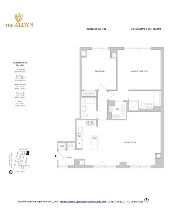 2 Bed apartment at 60 Riverside Boulevard, Unit 0301, Upper West Side, photo 1 of 2