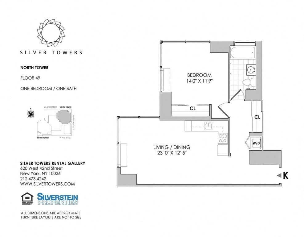 1 Bed apartment at 610-620 West 42nd Street, Unit N49K, Hell's Kitchen, photo 1 of 1