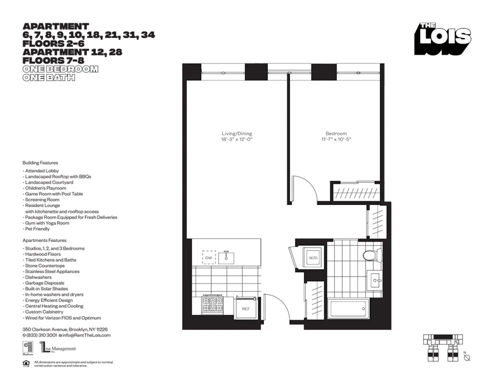 1 Bed apartment at 350 Clarkson Avenue, Unit 418, Prospect Lefferts Gardens, photo 1 of 1