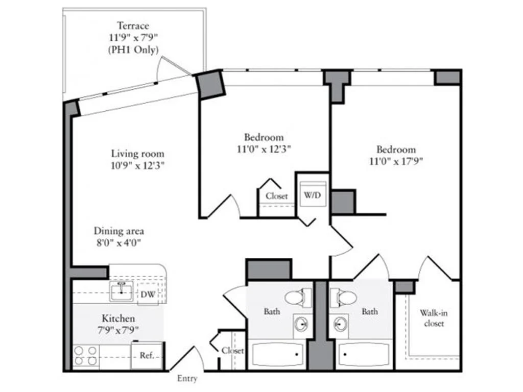 2 Bed apartment at 510-515 West 52nd Street, Unit 001-PH2F, Hell's Kitchen, photo 1 of 1