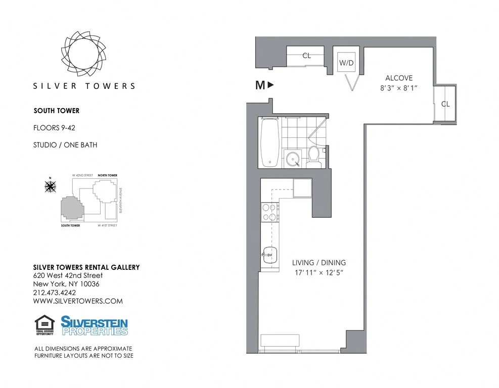 0.5 Bed apartment at 610-620 West 42nd Street, Unit S9M, Hell's Kitchen, photo 1 of 1
