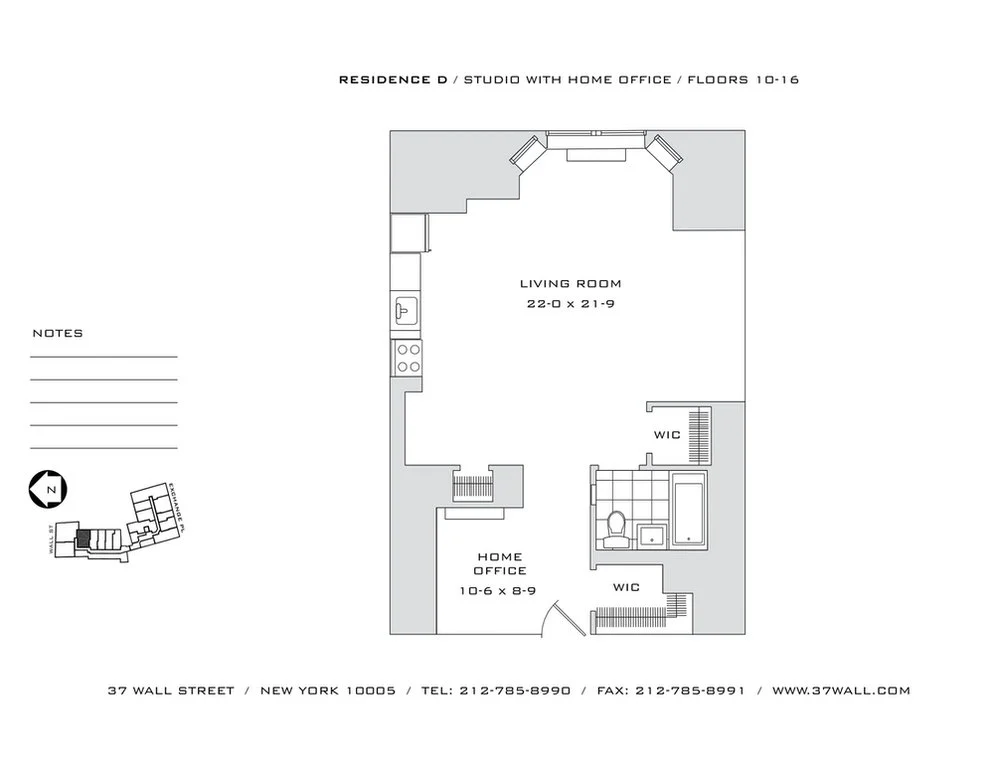 0.5 Bed apartment at 37 Wall Street, Unit 16D, Financial District, photo 1 of 1