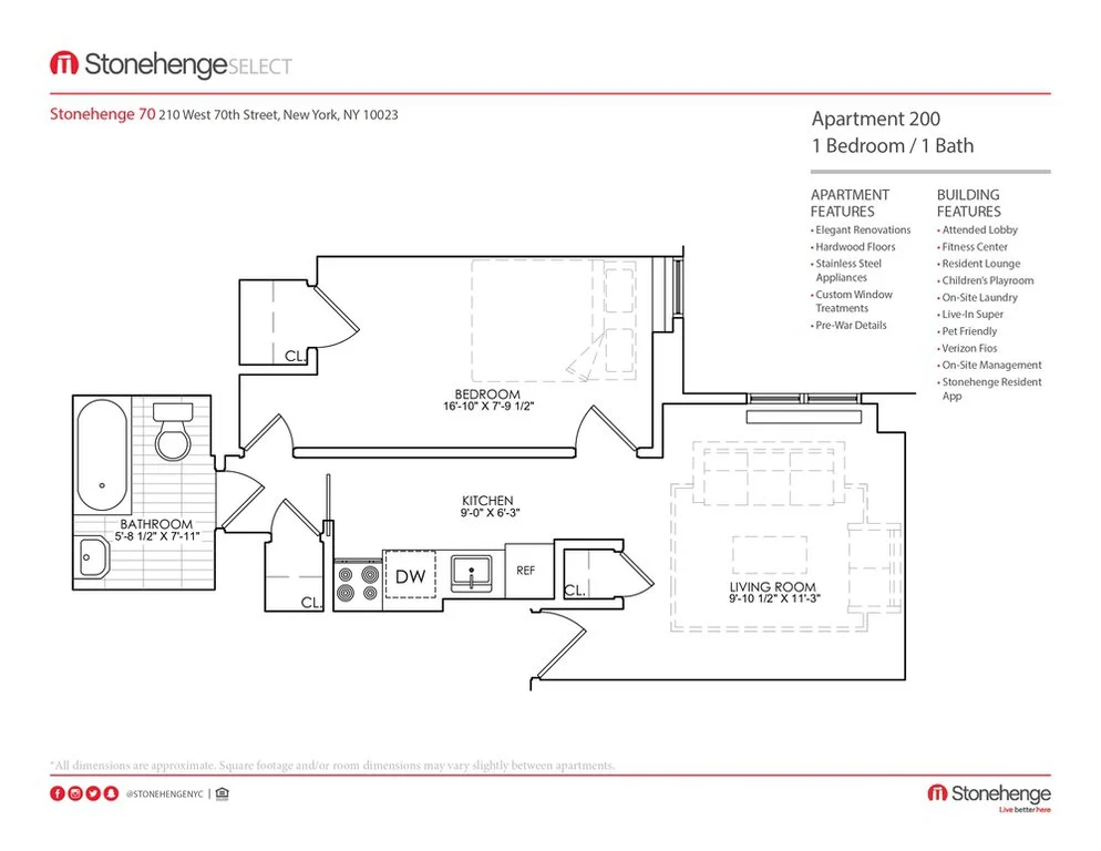 1 Bed apartment at 210 West 70th Street, Unit 0200, Upper West Side, photo 1 of 2