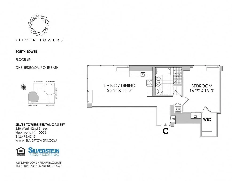 1 Bed apartment at 610-620 West 42nd Street, Unit S59C, Hell's Kitchen, photo 1 of 1