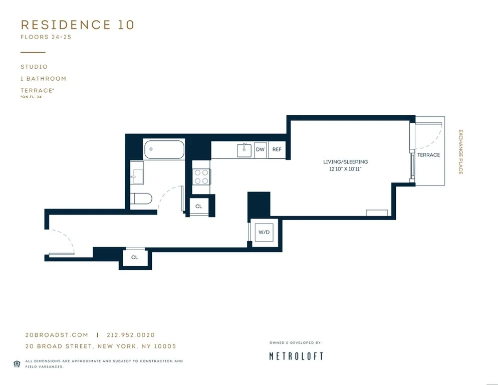 Studio apartment at 20 Broad Street, Unit 2510, Financial District, photo 1 of 1