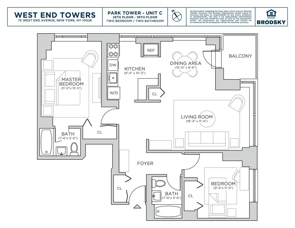 2 Bed apartment at 55-75 West End Avenue, Unit P38C, Upper West Side, photo 1 of 4