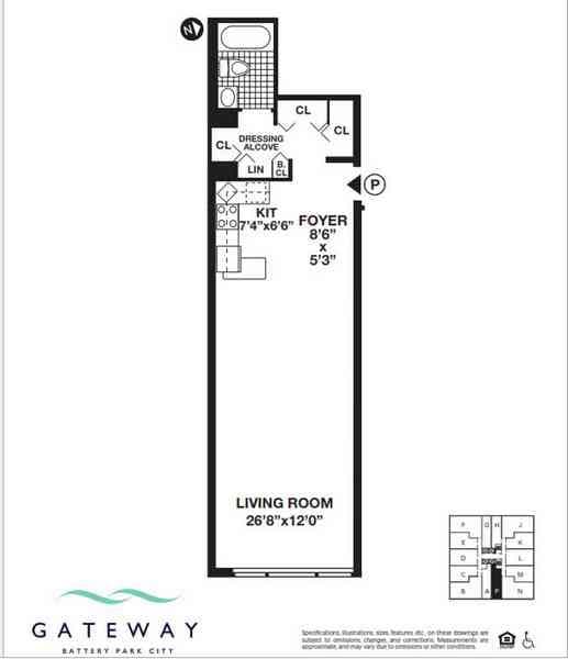 Studio apartment at 395 SOUTH END Avenue, Unit 8P, Battery Park City, photo 1 of 1