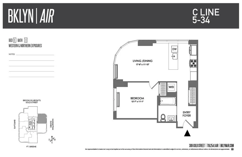 1 Bed apartment at 309 Gold Street, Unit 24C, Downtown Brooklyn, photo 1 of 1