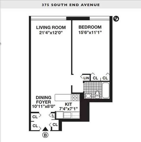 1 Bed apartment at 375 SOUTH END Avenue, Unit 35B, Battery Park City, photo 1 of 1