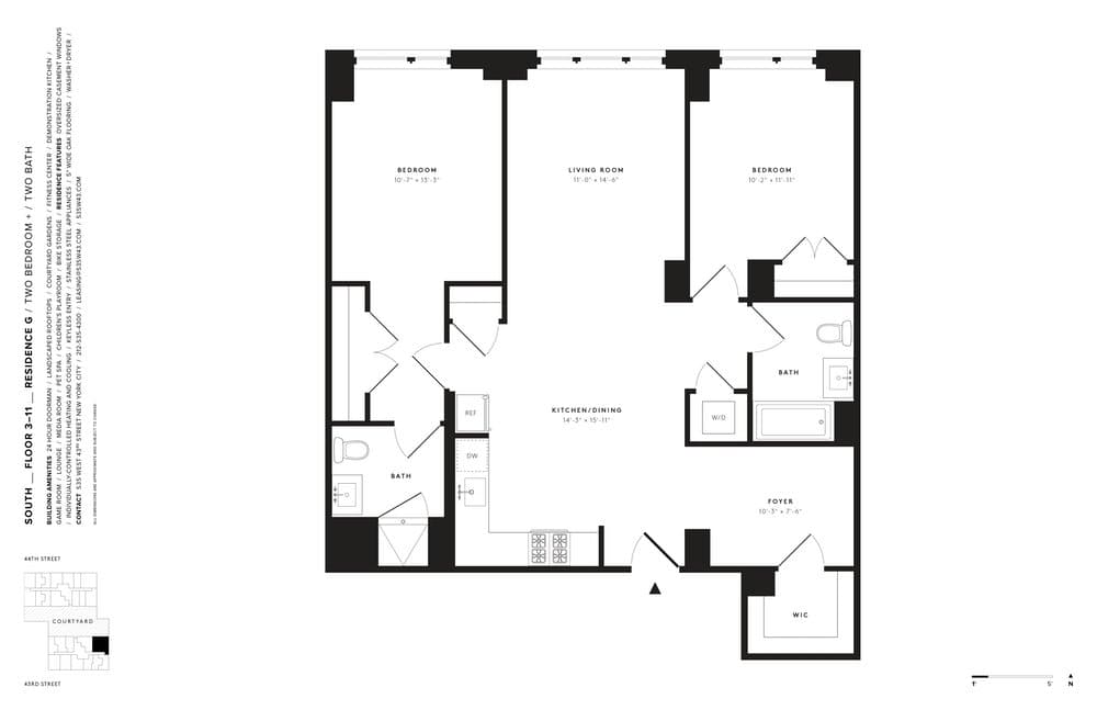 2 Bed apartment at 535 West 43rd Street, Unit SOUTH11G, Hell's Kitchen, photo 1 of 2