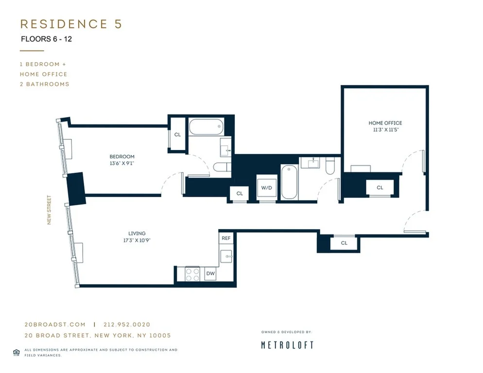 1.5 Bed apartment at 20 Broad Street, Unit 805, Financial District, photo 1 of 1