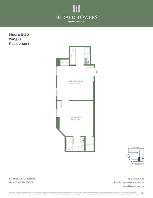 1 Bed apartment at 50 West 34th Street, Unit 14C01, Midtown West, photo 1 of 1