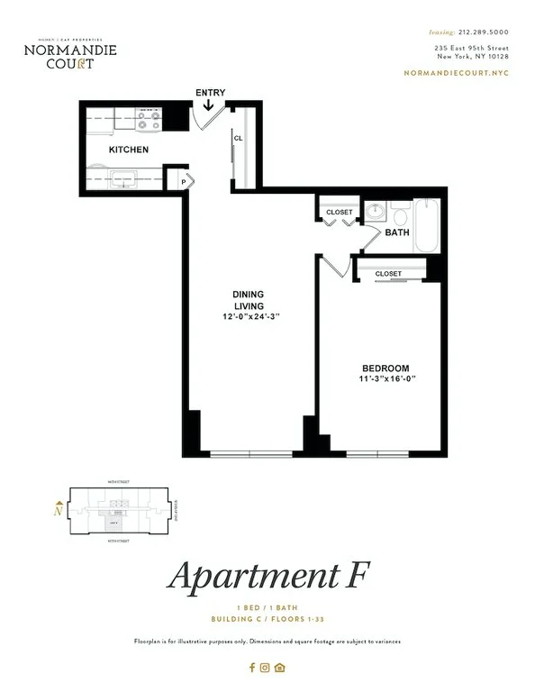 1 Bed apartment at 225 East 95th Street, Unit C30F, Upper East Side, photo 1 of 4