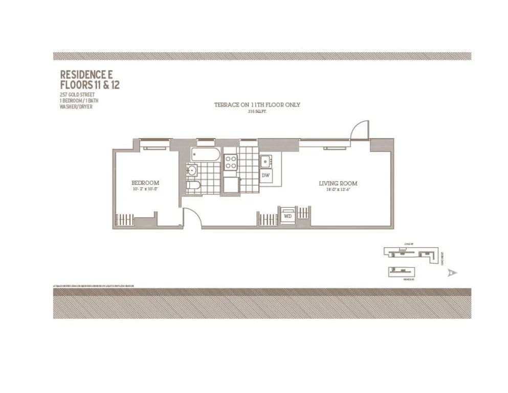 1 Bed apartment at 257 Gold Street, Unit 12E, Fort Greene, photo 1 of 1