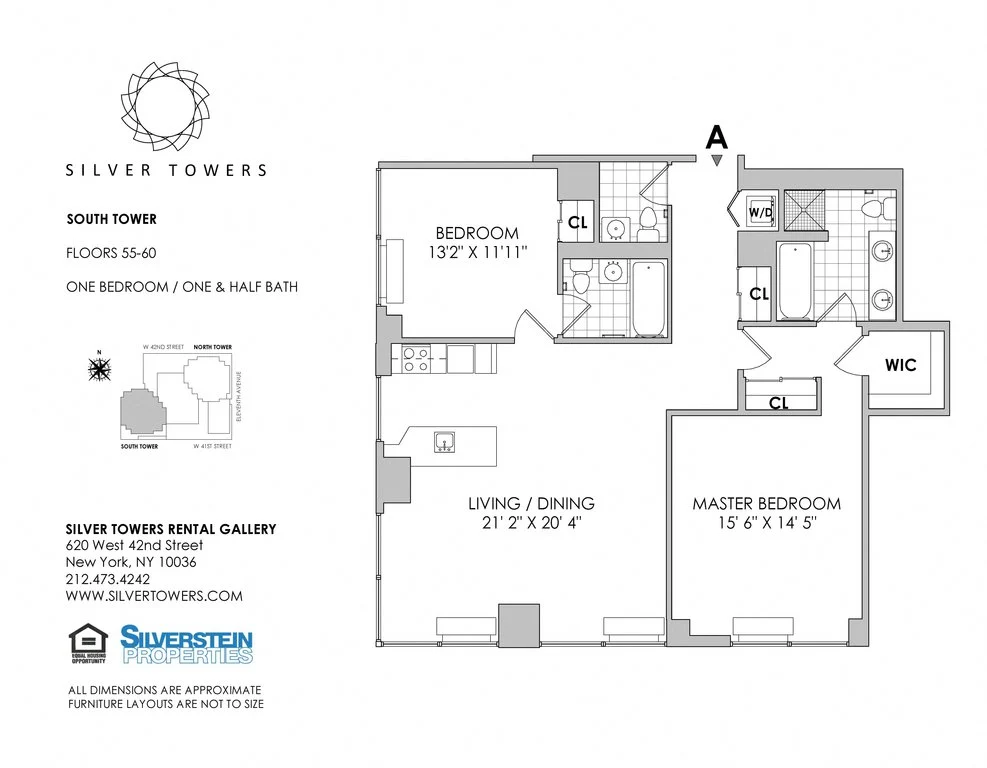 2 Bed apartment at 610-620 West 42nd Street, Unit S56A, Hell's Kitchen, photo 1 of 1