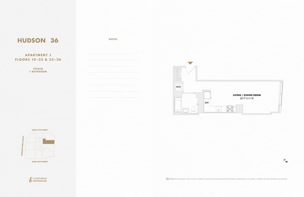 Studio apartment at 515 West 36th Street, Unit 17J, Hudson Yards, photo 1 of 2