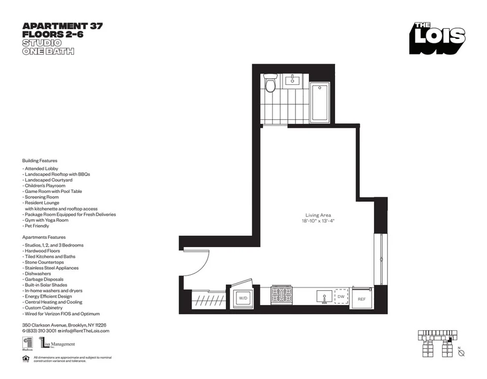 Studio apartment at 350 Clarkson Avenue, Unit 637, Prospect Lefferts Gardens, photo 1 of 1