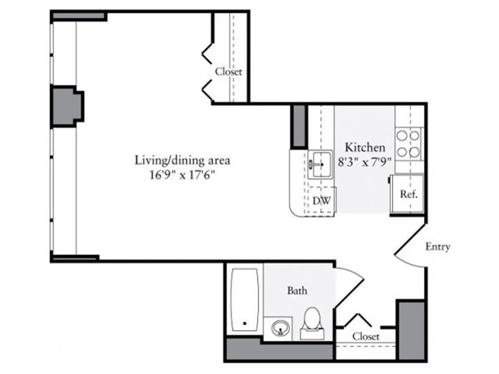Studio apartment at 510-515 West 52nd Street, Unit 002-016D, Hell's Kitchen, photo 1 of 1