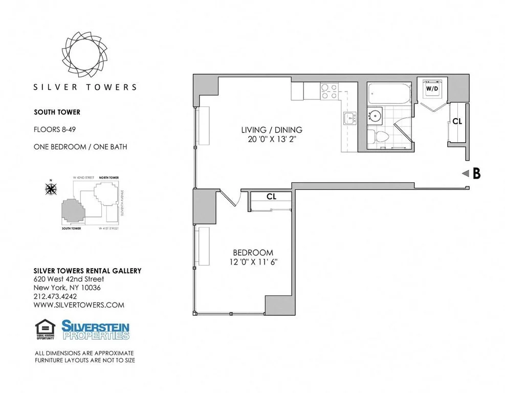 1 Bed apartment at 610-620 West 42nd Street, Unit S48B, Hell's Kitchen, photo 1 of 1