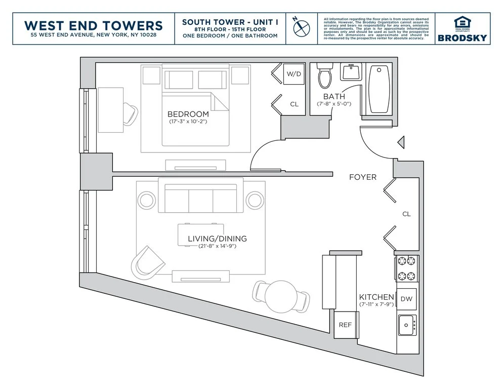 1 Bed apartment at 55-75 West End Avenue, Unit S12I, Upper West Side, photo 1 of 4