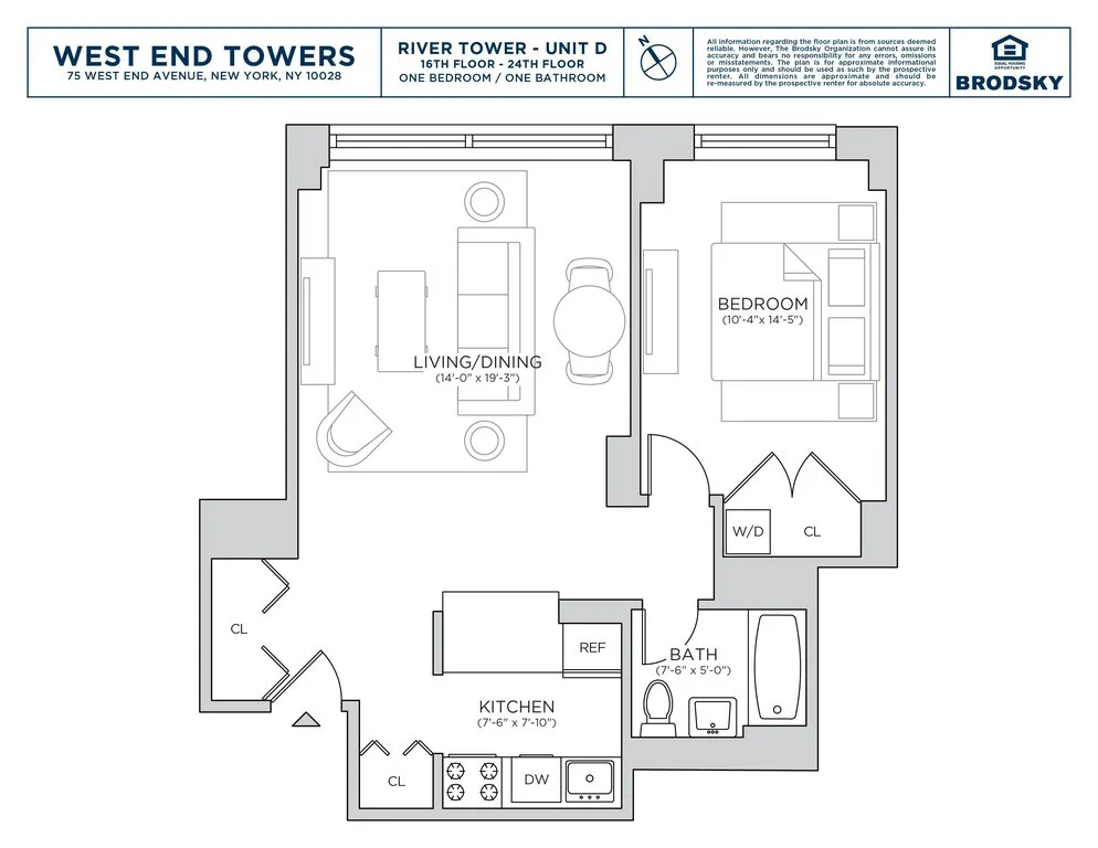 1 Bed apartment at 55-75 West End Avenue, Unit R24D, Upper West Side, photo 1 of 4