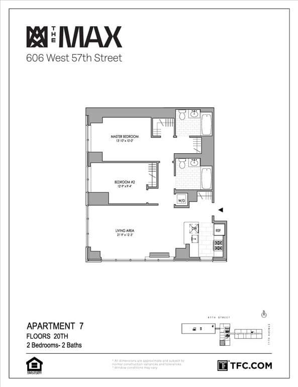2 Bed apartment at 606 West 57th Street, Unit 2007, Hell's Kitchen, photo 1 of 3