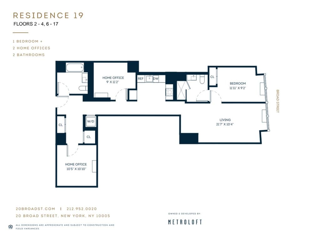 1 Bed apartment at 20 Broad Street, Unit 619, Financial District, photo 1 of 1