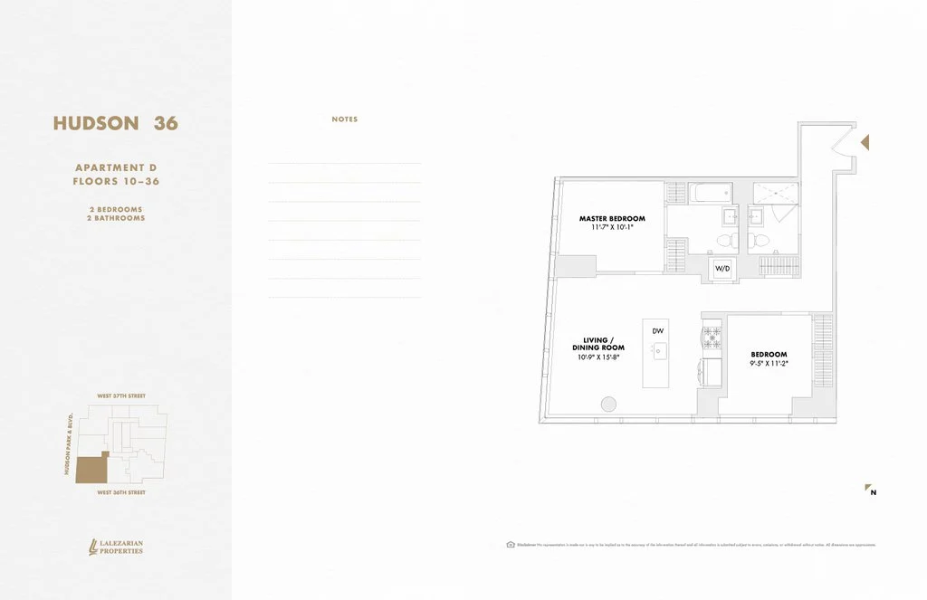 2 Bed apartment at 515 West 36th Street, Unit 22D, Hudson Yards, photo 1 of 1