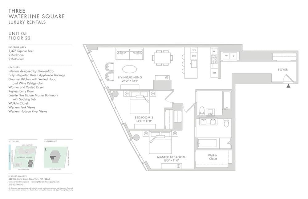 2 Bed apartment at 635 West 59th Street, Unit 2205, Upper West Side, photo 1 of 2