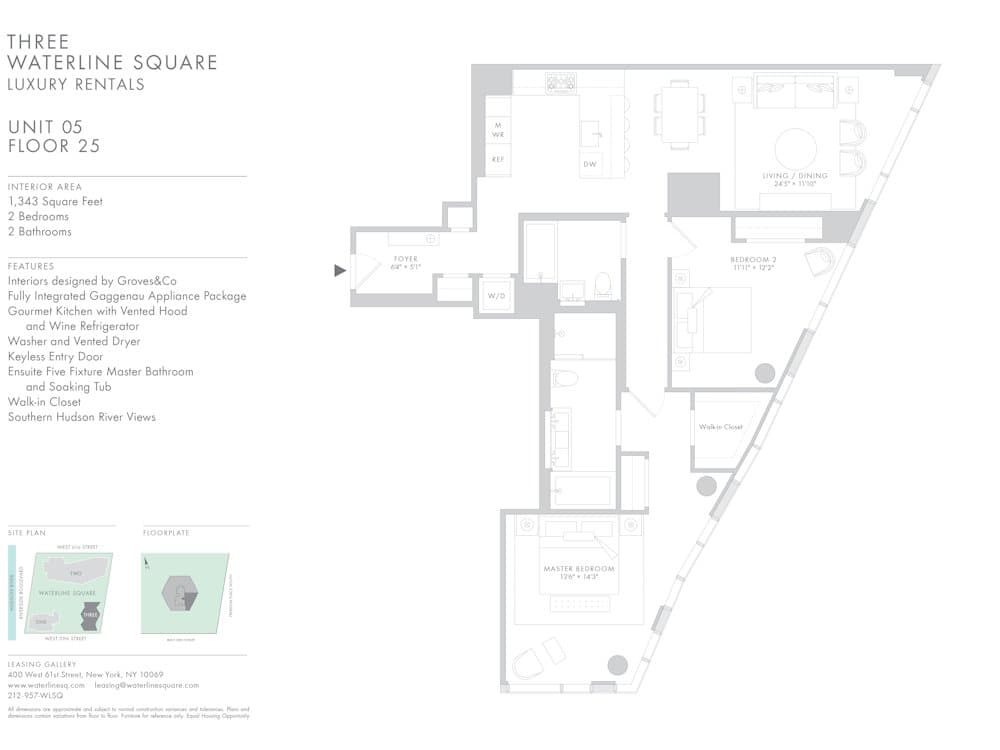 2 Bed apartment at 635 West 59th Street, Unit 2505, Upper West Side, photo 1 of 2