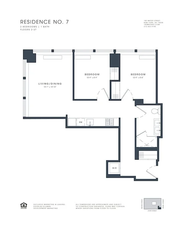 2 Bed apartment at 180 Water Street, Unit 1307, Financial District, photo 1 of 1