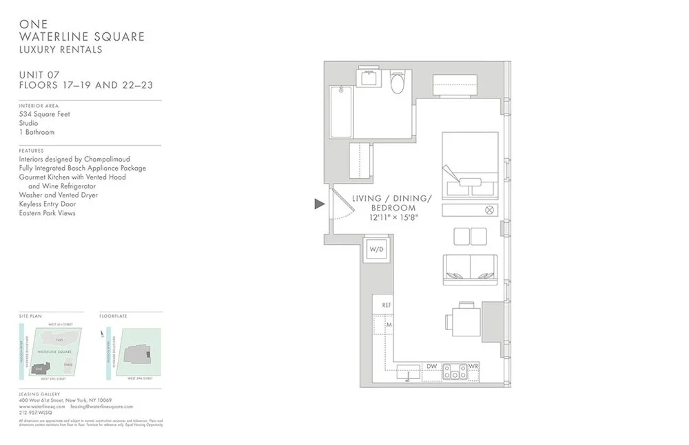 Studio apartment at 675 West 59th Street, Unit 2307, Upper West Side, photo 1 of 1