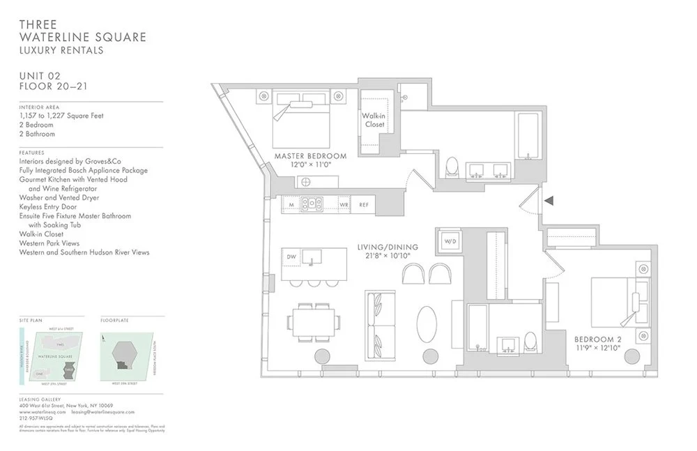 2 Bed apartment at 635 West 59th Street, Unit 2102, Upper West Side, photo 1 of 3