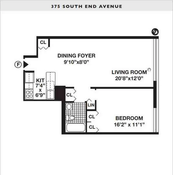 1 Bed apartment at 375 SOUTH END Avenue, Unit 34F, Battery Park City, photo 1 of 1