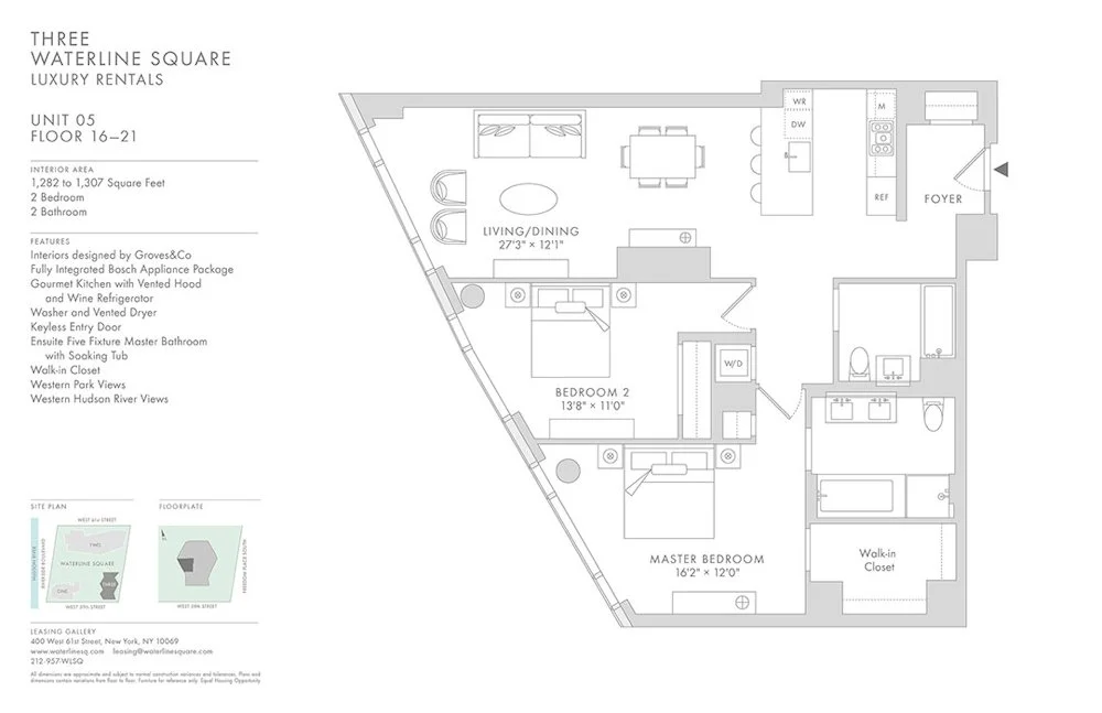 2 Bed apartment at 635 West 59th Street, Unit 2005, Upper West Side, photo 1 of 1