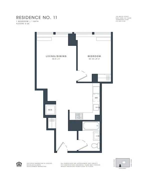 Studio apartment at 180 Water Street, Unit 302, Financial District, photo 1 of 2