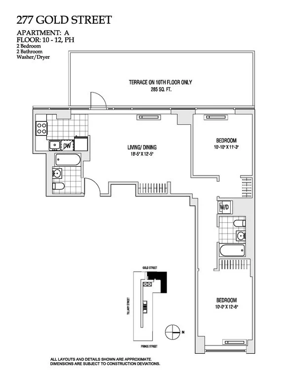 2 Bed apartment at 277 Gold Street, Unit PHA, Fort Greene, photo 1 of 1