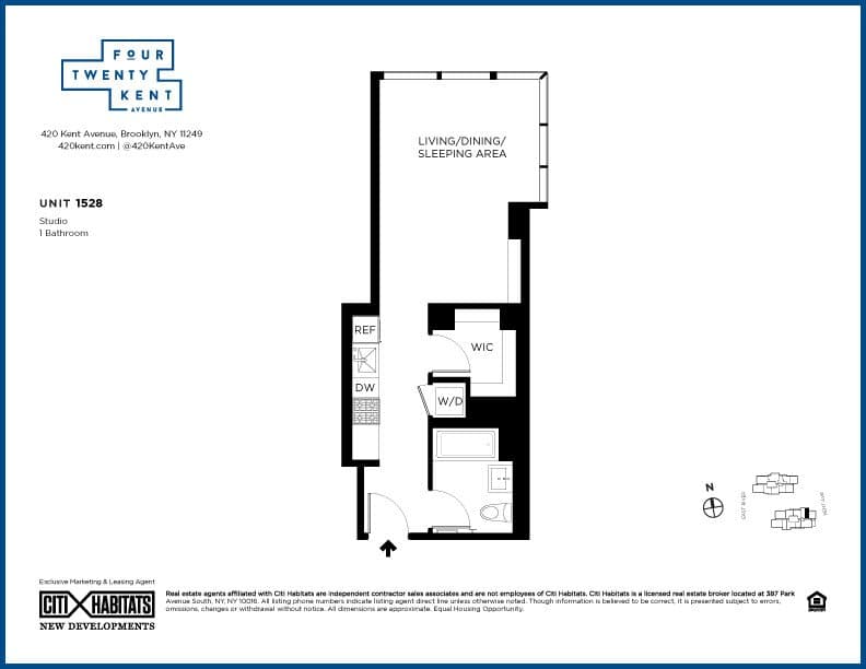 Studio apartment at 420 Kent Avenue, Unit 1528, Williamsburg, photo 1 of 1