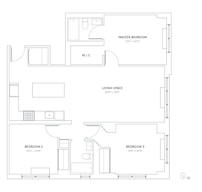 3 Bed apartment at 560 West 43rd Street, Unit 08D, Hell's Kitchen, photo 1 of 2