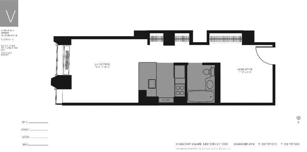 Studio apartment at 10 Hanover Square, Unit 16V, Financial District, photo 1 of 5