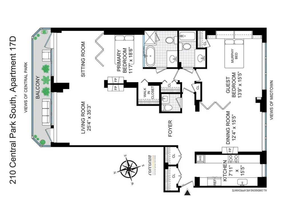 2 Bed apartment at 210 Central Park South, Unit 17D, Midtown West, photo 1 of 1